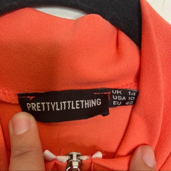 PrettyLittleThing salmon mini dress Sz 10 - Picture 2 of 8